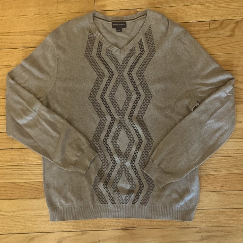 Banana Republic Sweater Mens Medium Long Sleeve V Neck Diamond Print Kni…